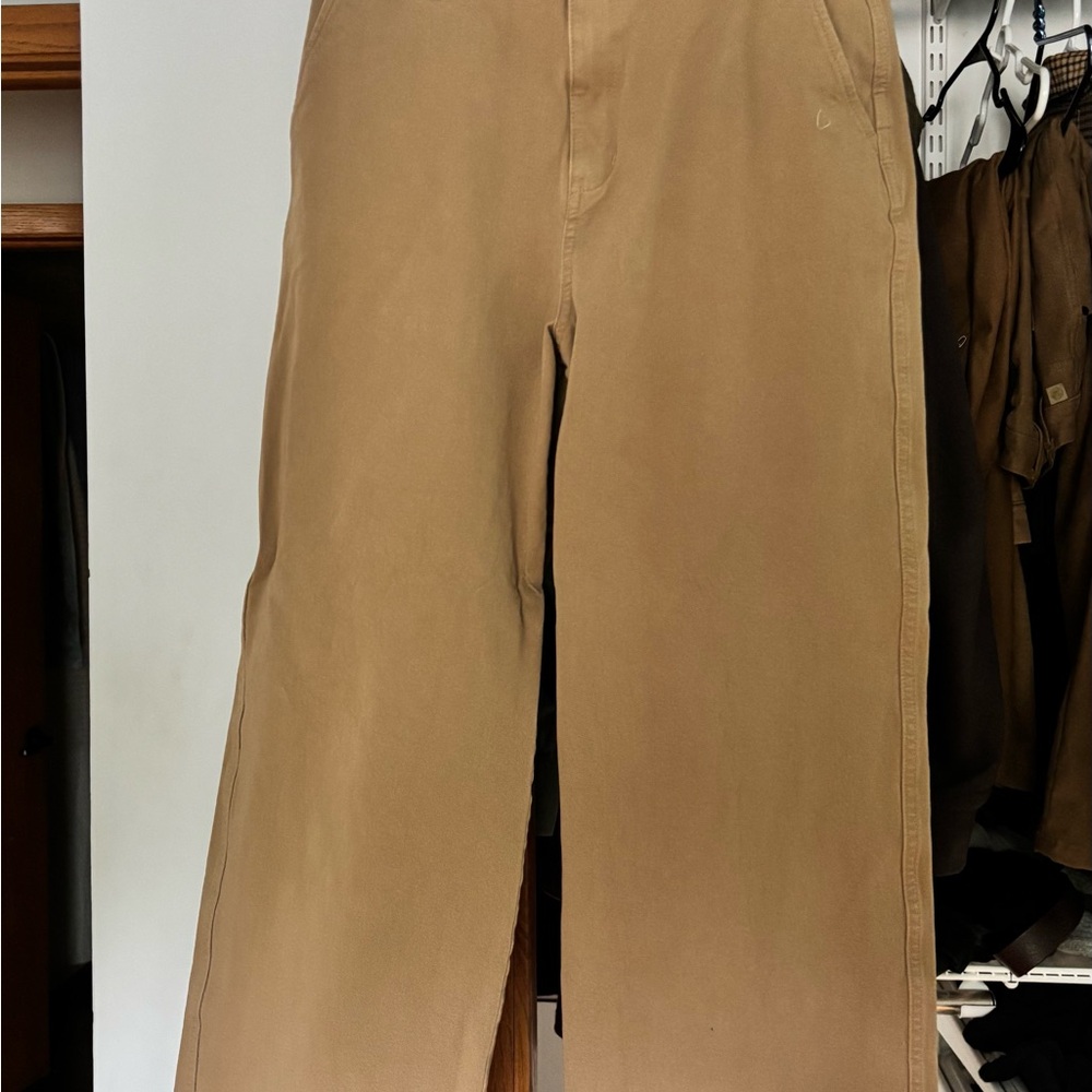 Muji women’s khaki straight leg pants